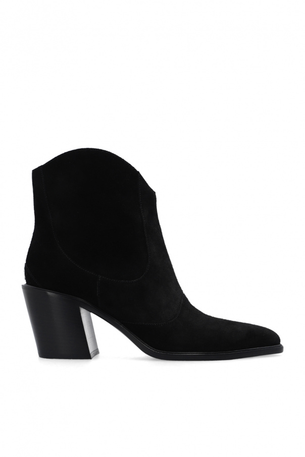 Kurt geiger black leather hotsell western heeled ankle boots